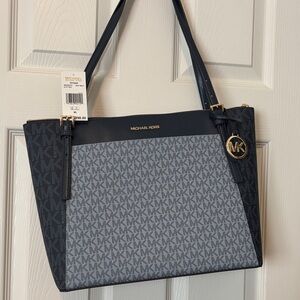 NWT Michael Kors Blue and Gray Monogram Tote